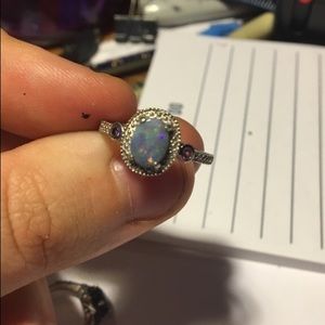 Opal and amethyst ring